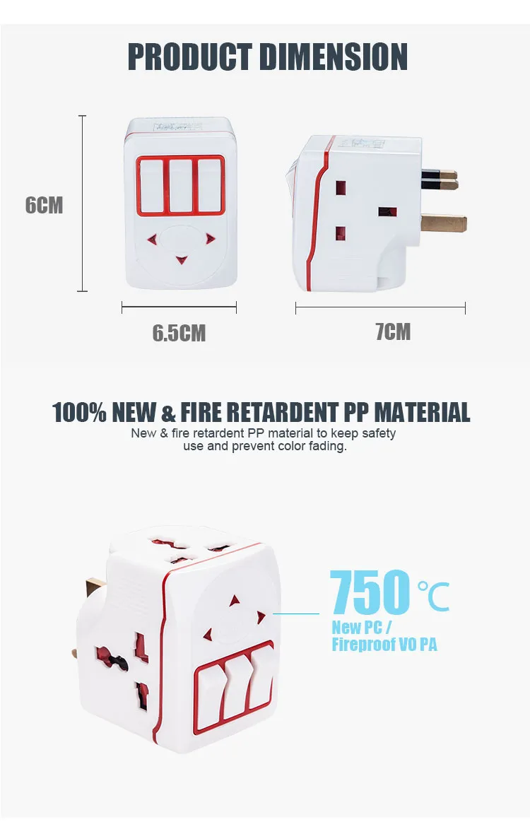 < 3mm on-off Type OEM, ODM CE Approval Universal Plug Socket
