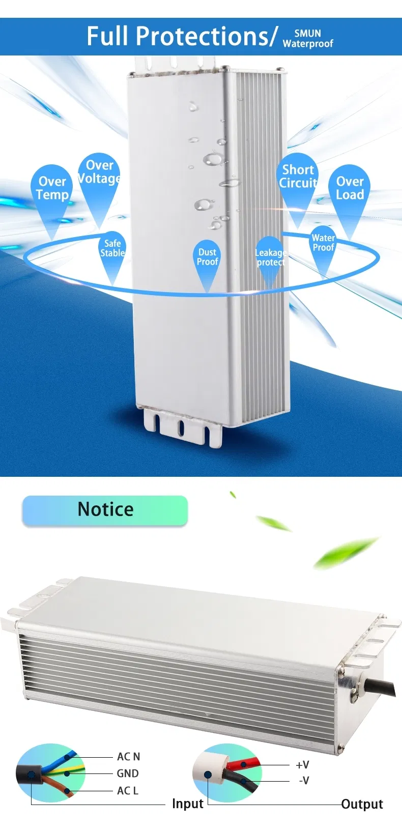 100W 12V 8A Constant Voltage Waterproof LED Switching Power Supply