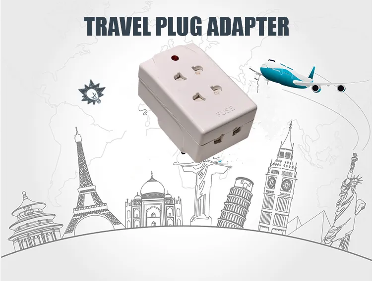 13AMP 2 Pin Fused Plug Extension Adaptor with Light