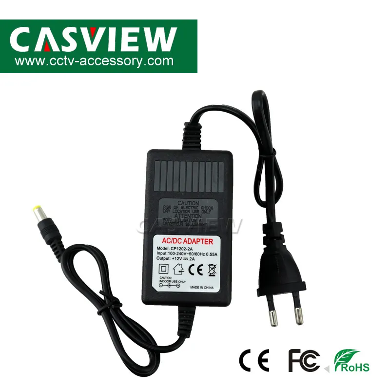 24W Surveillance Camera Power Adaptor Output: 2A DC12V Input: AC110 to 240V 50/60Hz EU or Us Plug Optional