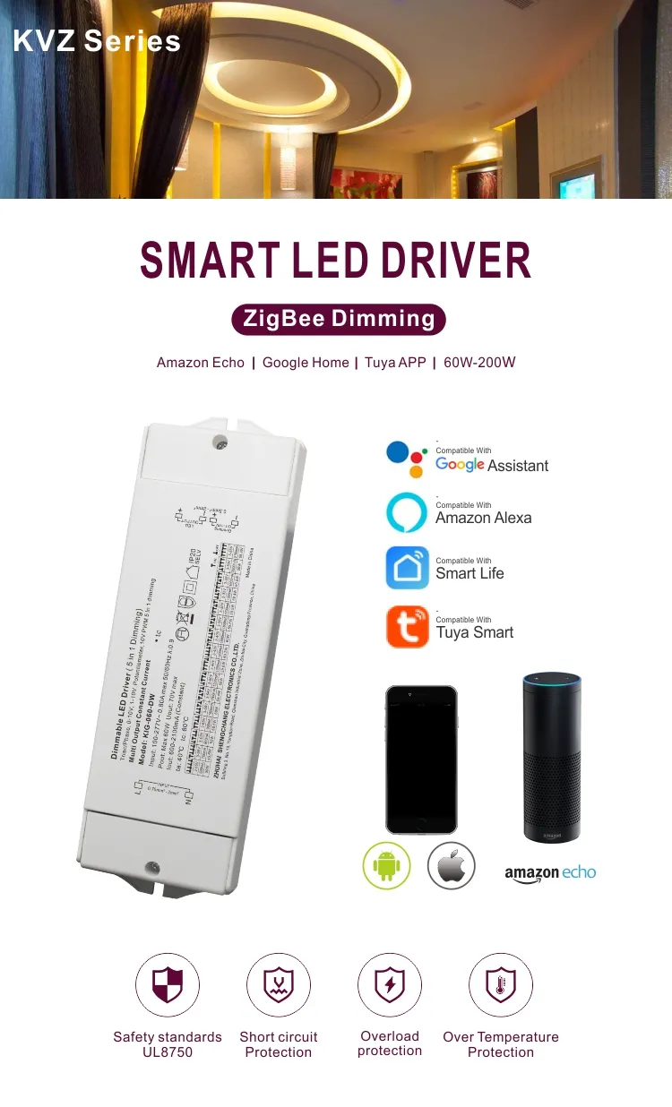 Alexa and Google Home Amazon Hot Sale OEM ODM LED Drivers Wholesale BLE WiFi Zigbee Dimmable Wireless LED Driver for LED Light