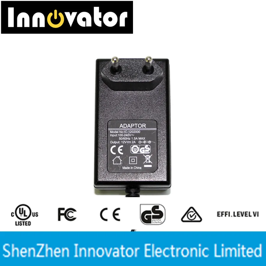Certified EU Plug 12V 2A 24W AC DC Power Adapter