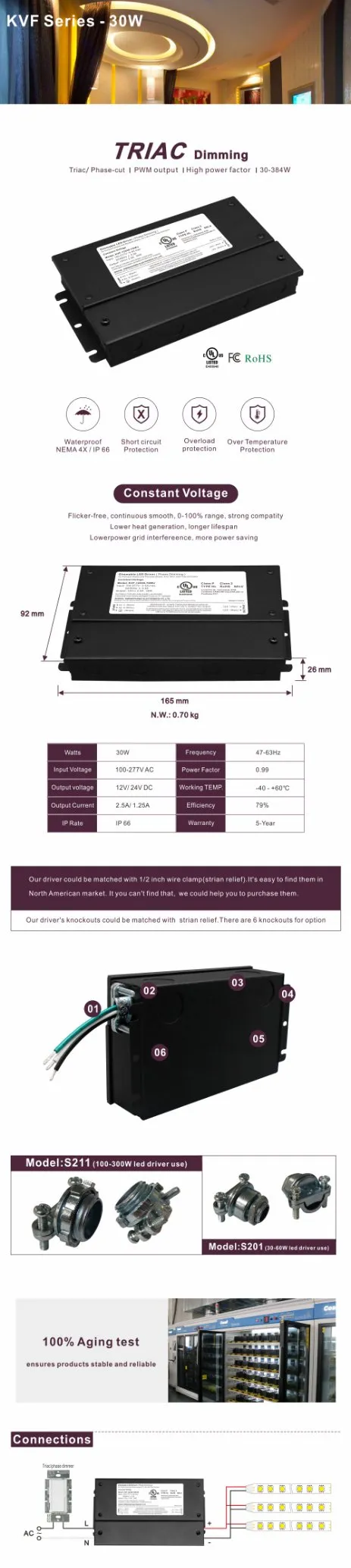 Constant Voltage Power Supply LED Lighting Driver 30W 24V Single Output Power Supply Slim 24V for LED Strip