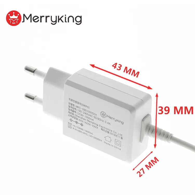 En61558-1and 2-16 Standard Authentication AC DC 9V 1A Power Supply Adapter