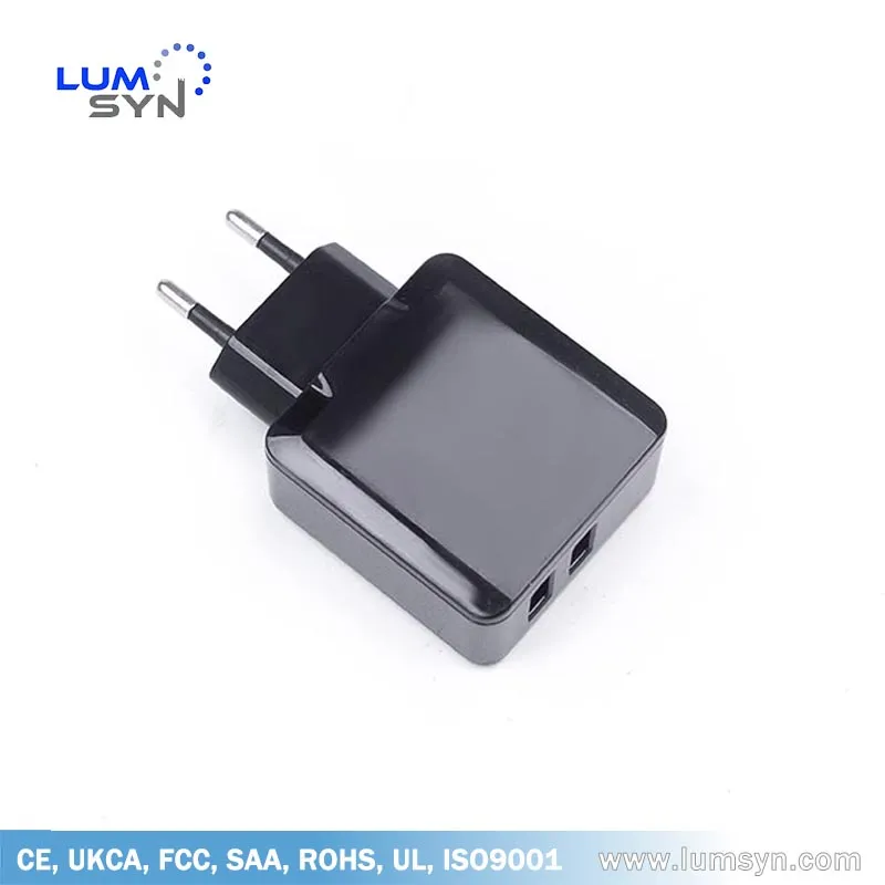 En62368 Certified 5V 3.1A Dual Port USB Charger for Europe Market