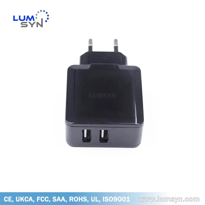 En62368 Certified 5V 3.1A Dual Port USB Charger for Europe Market