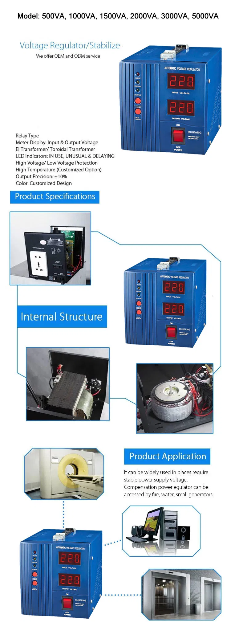 Factory Manufacturer Supply Voltage Stabilizer 110 220V