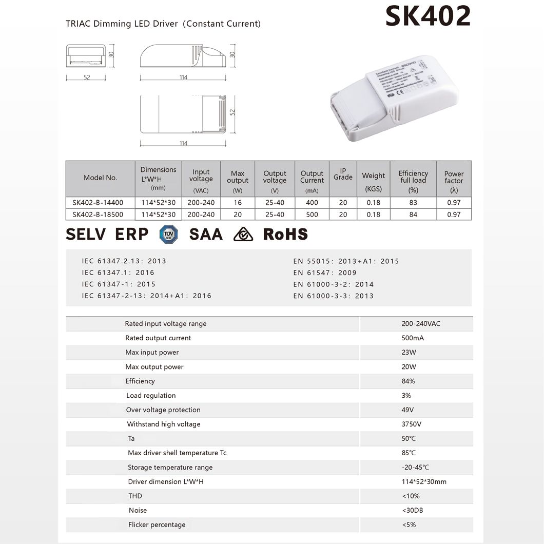 High Quality Dimming Constant Voltage LED Driver Triac 25-40V PWM Dimmable