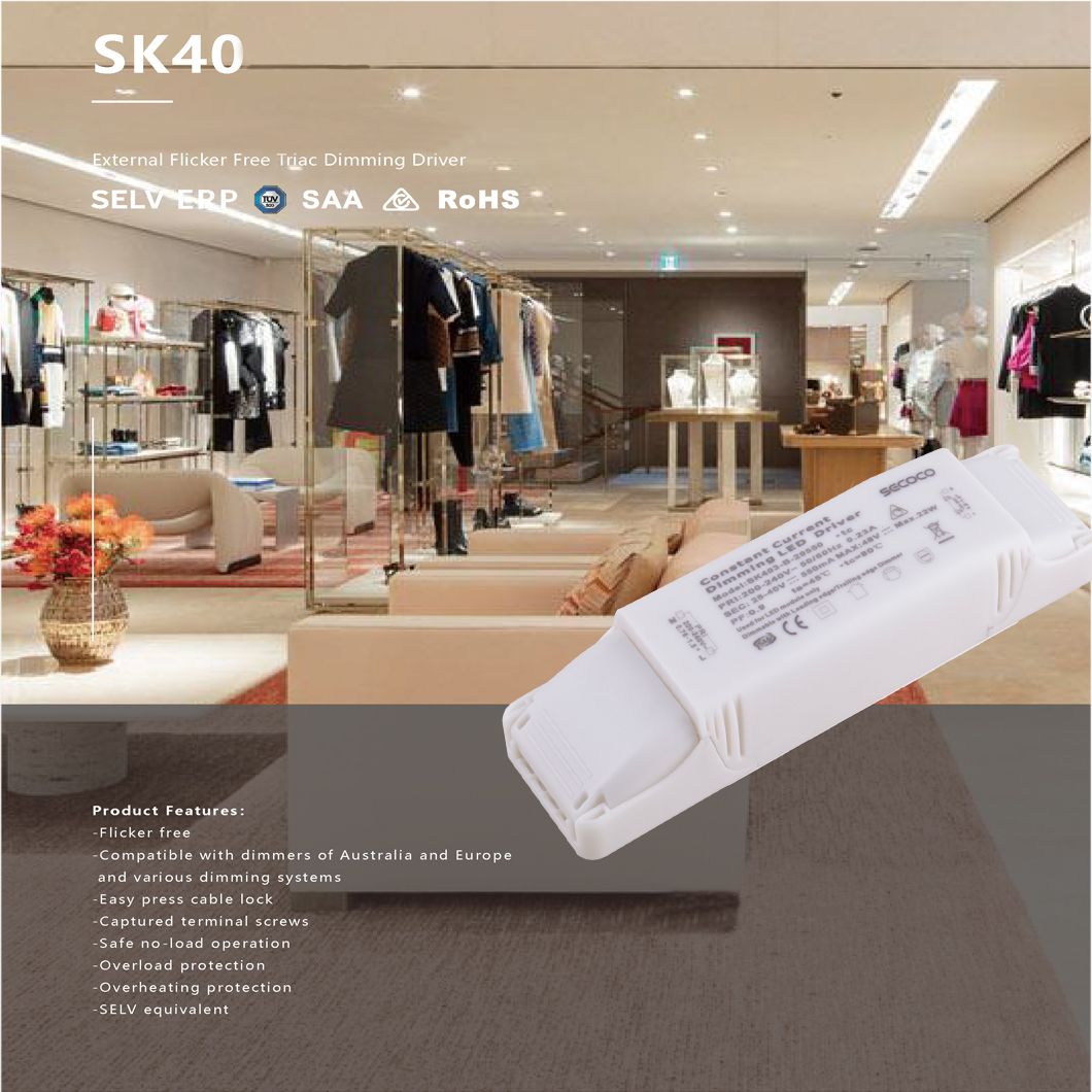 High Quality Dimming Constant Voltage LED Driver Triac 25-40V PWM Dimmable