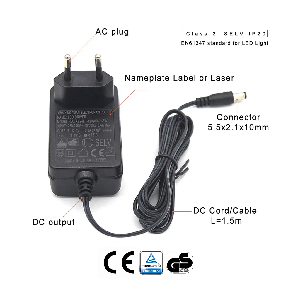 LED Driver PF0.7 18W 24W EU Adapter