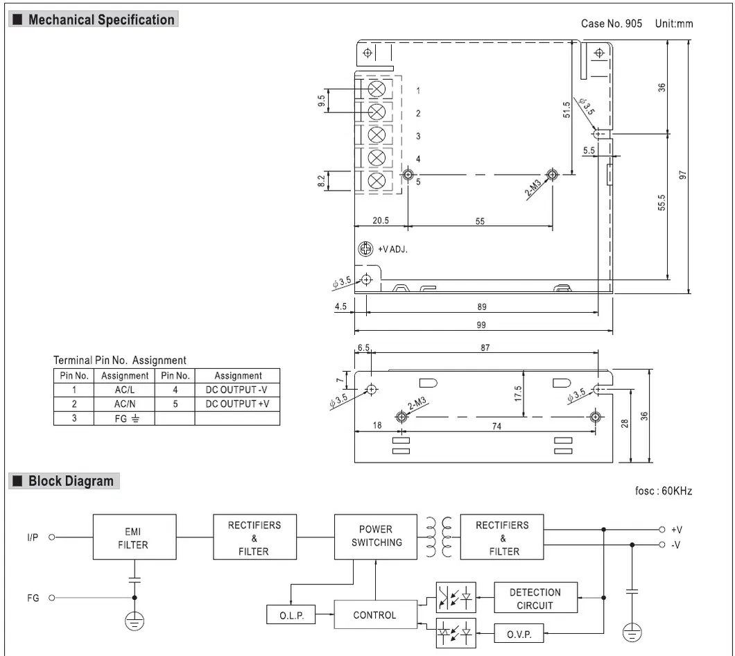 Mean Well 35W Open-Frame Power Supply