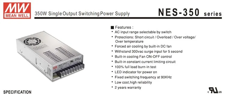 Meanwell 12V 350W LED Power Supply Nes-350-12 Constant Voltage LED Driver