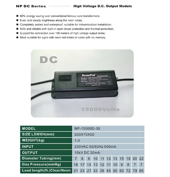 Neon Sign Transformer 15kv 10kv 8kv 72W Neon Power Supply