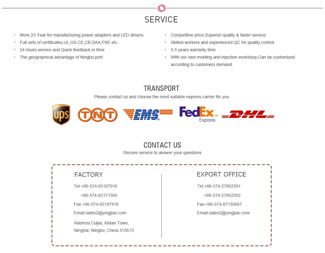 OEM/ODM/EMS 40W/50W/60W Constant Current LED Driver with Ce