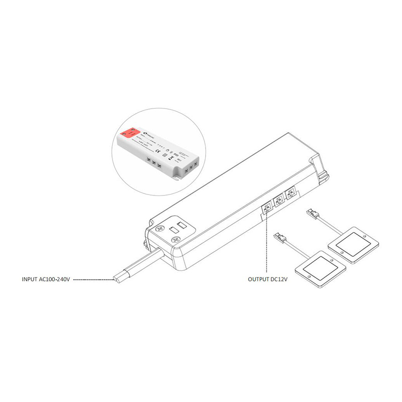 Power Supply Input AC100-240V to 12V 24V DC Multi Output LED Driver 12W Cabinet Light Power Supply