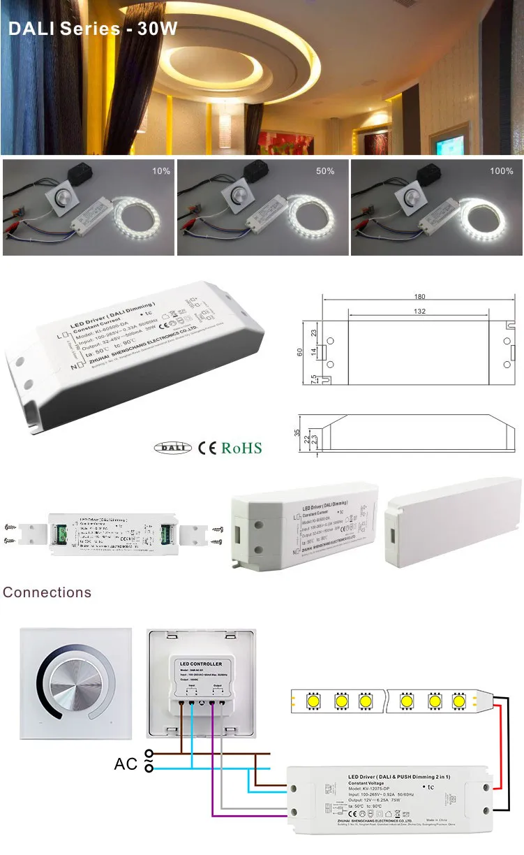 Sc Power Small Housing Ki-80350-Da Indoor Constant Current Dali LED Drivers for 350mA 30W IP20