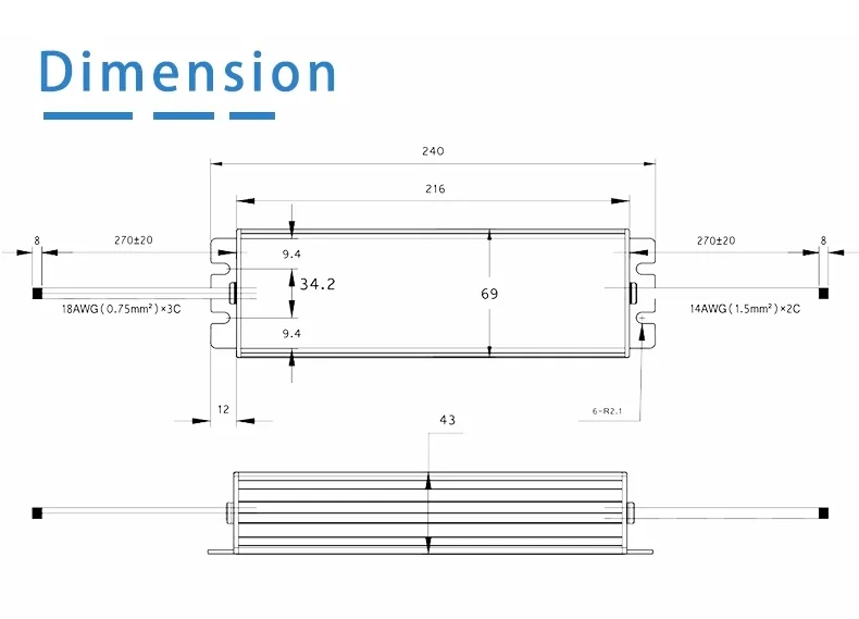 Smv-150-12 150W 12VDC 12.5A Waterproof IP67 Constant Voltage LED Driver