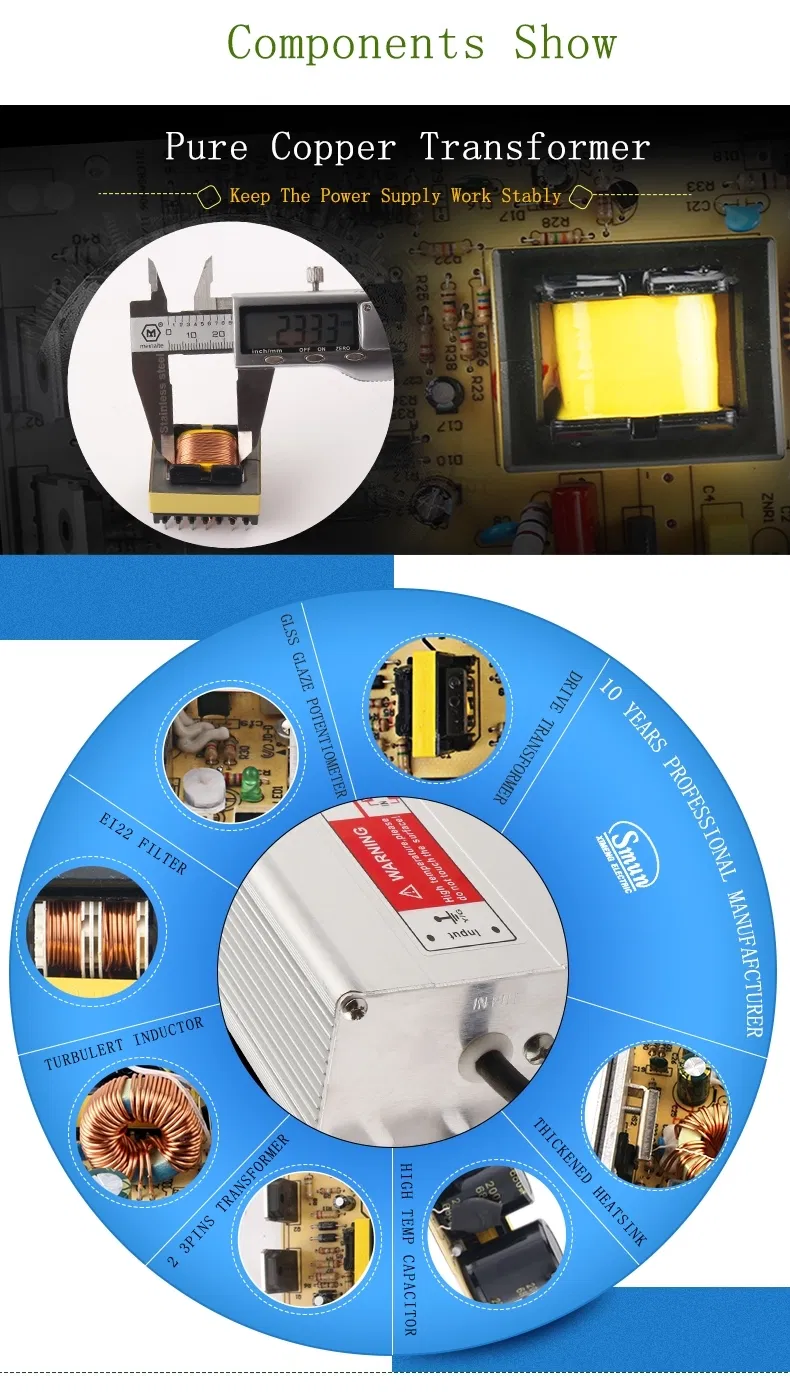 Smv-150-12 150W 12VDC 12.5A Waterproof IP67 Constant Voltage LED Driver