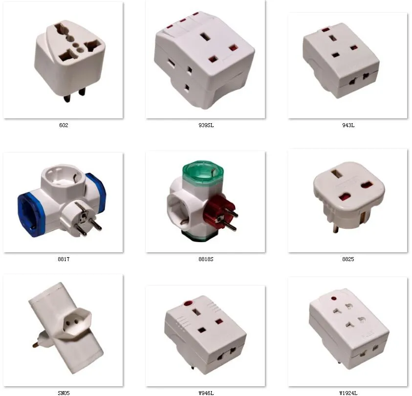South Africa 15A Fuse Plug 3 Way Multi Adaptor with Individual Switch and Light