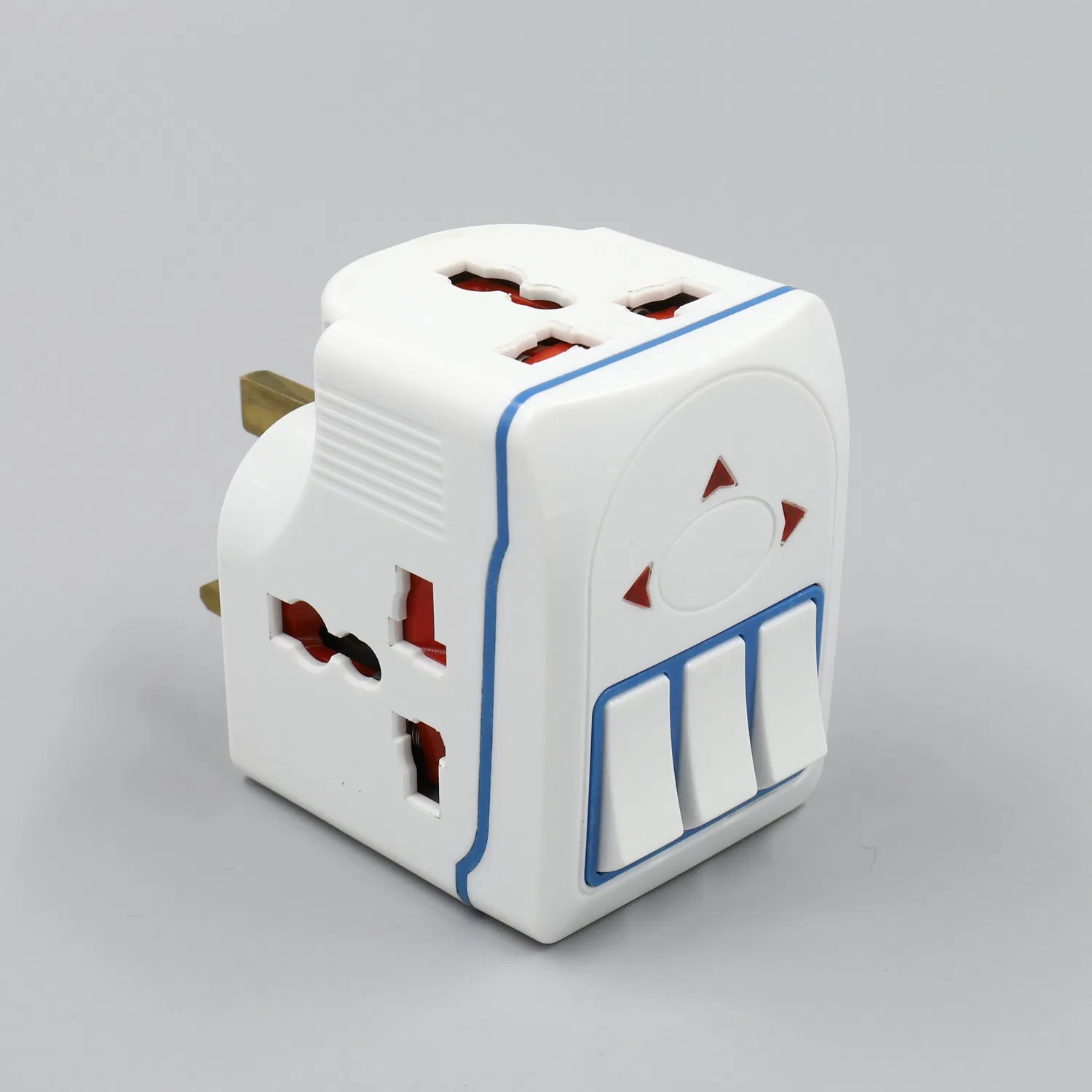 South Africa 15A Fuse Plug 3 Way Multi Adaptor with Individual Switch and Light