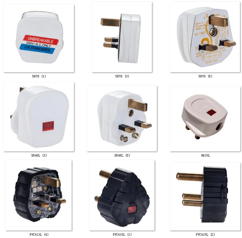 South Africa 15A Fuse Plug 3 Way Multi Adaptor with Individual Switch and Light