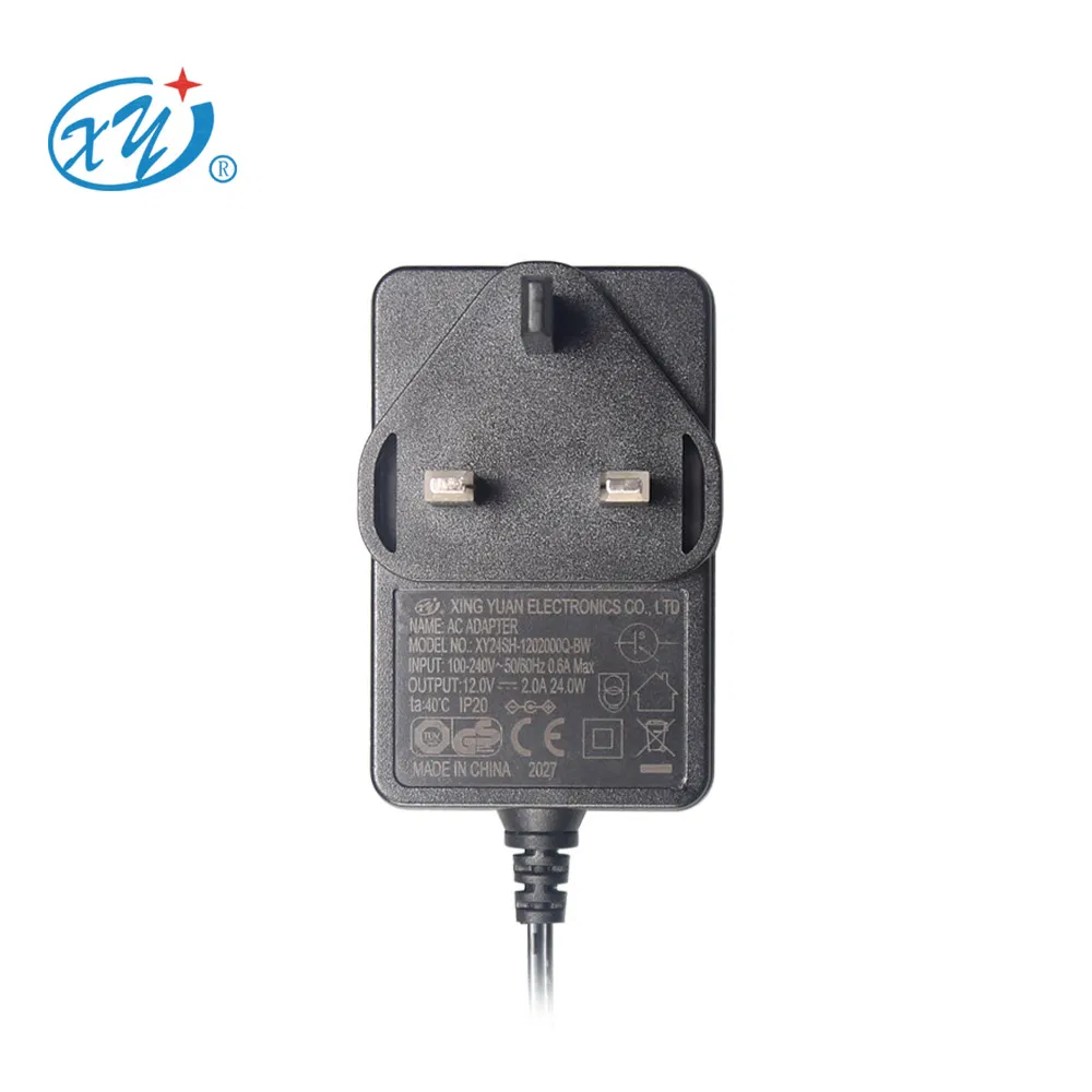 UK Plug Adapter 100-240VAC 12V 2A 24W Power Supply Xy24sh-120200vq-Bw