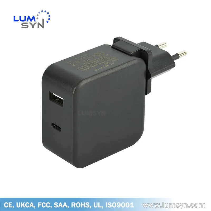 UL, CE, Ukca, SAA Certified 40W Type C & a Phone Charger for Europe, UK, Us & Au Market