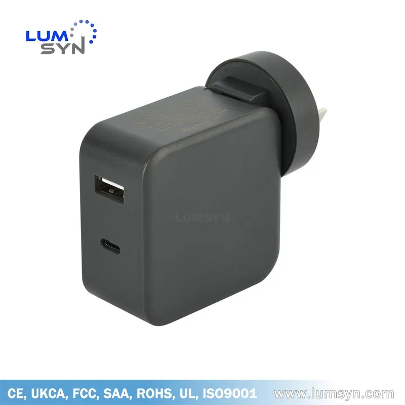 UL, CE, Ukca, SAA Certified 40W Type C & a Phone Charger for Europe, UK, Us & Au Market