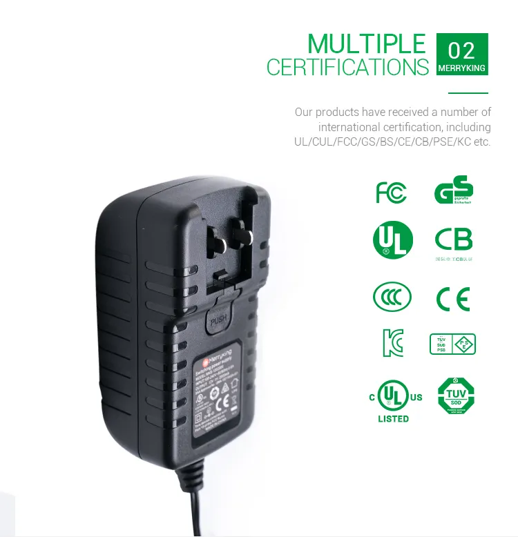 Universal Switching Power Supply 12V 1250mA AC DC Adapter with Interchangeable Plugs